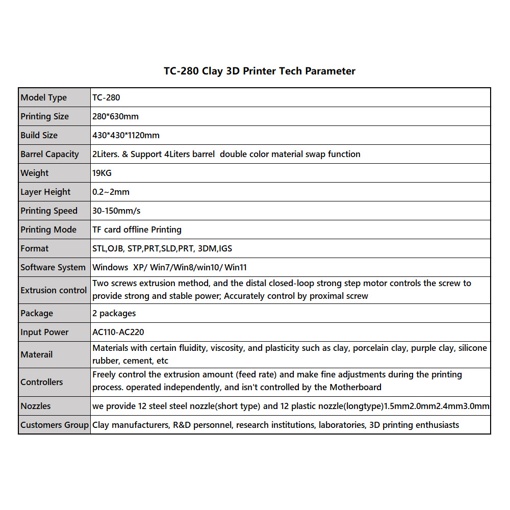 Clay 2L 3D Kossel printer TC-280 DIYkit